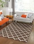 Rugs.com Lattice Collection Rug – 4x6 Brown Medium-Pile Rug Perfect for Entryways, Kitchens, Breakfast Nooks, Accent Pieces