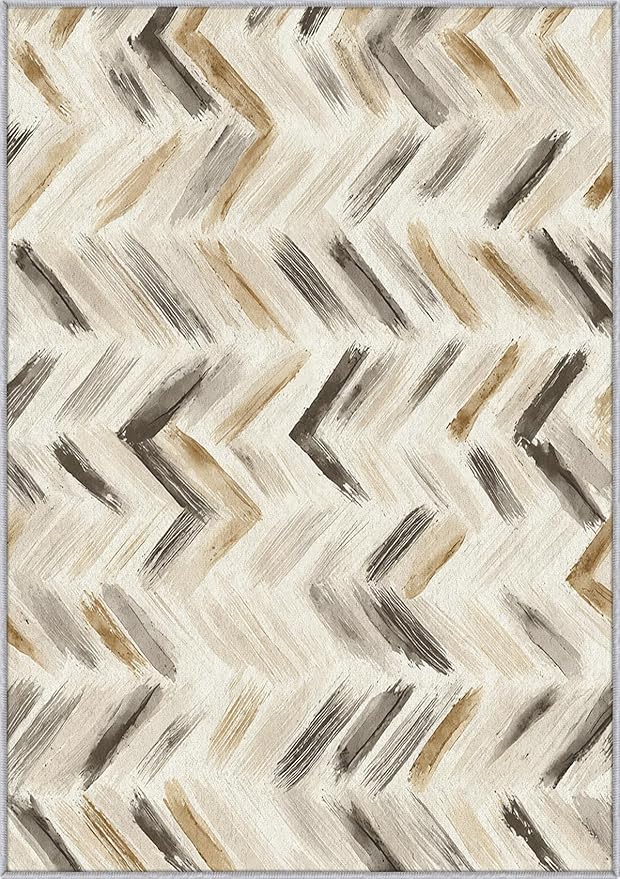 Washable 3x5 Chevron Rug Living Room, Modern Abstract Art Design Area Rugs for Bedroom, Chevron Home Decor Carpet, Low Pile, Non Slip, Kids & Pet Friendly (N4188)