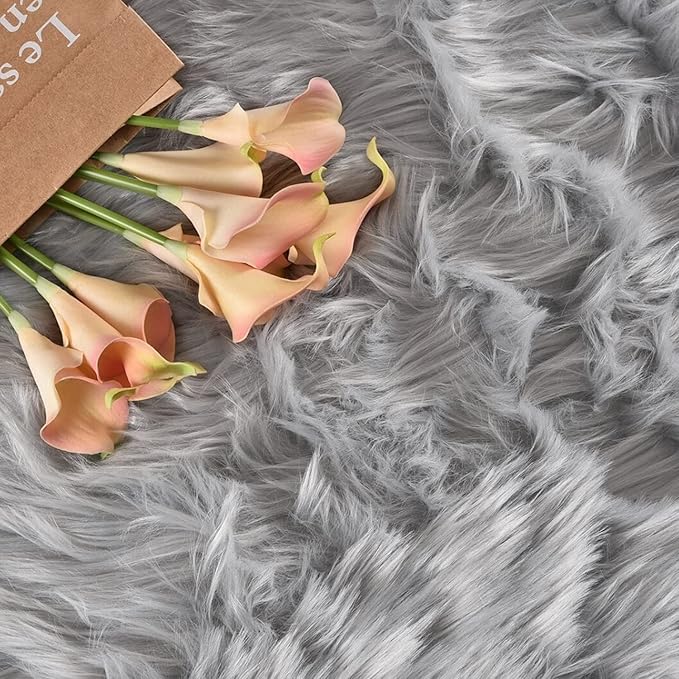 Latepis Washable Runner Rug 2x10 Gray Plush Faux Sheepskin Fur Rugs Fluffy Carpet for Living Room Luxury Home Decor Rectangle