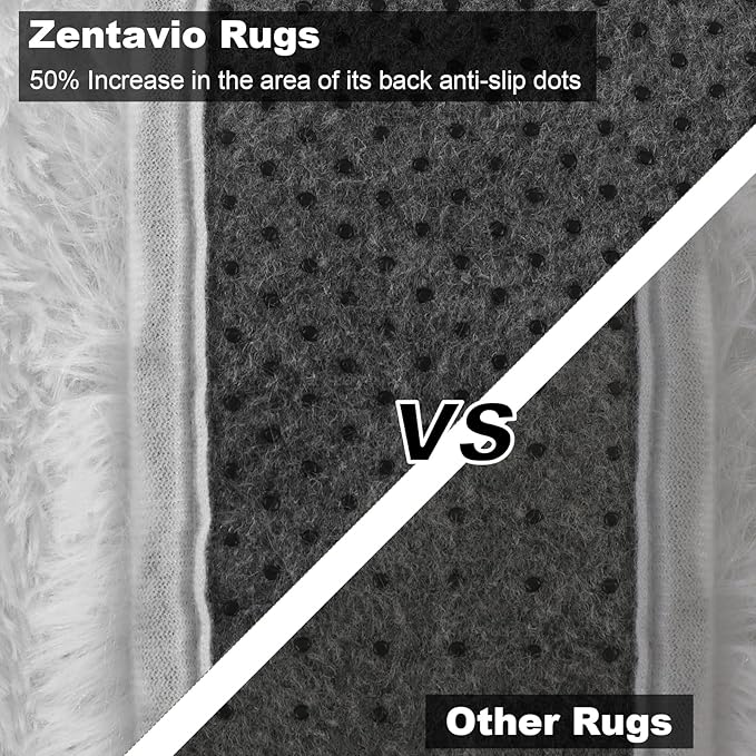 Zentavio White Area Rugs for Bedroom Soft Living Room Rugs 4x6 Fluffy Furry Shag Aesthetic Carpet Plush High Pile Floor Rug for Nursery Kids Room Dorm Home Decor