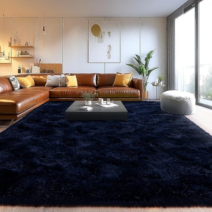 Area Rugs for Living Room, Soft Shaggy Carpets for Living Room, Fuzzy Rugs for Kids' Room, Perfect Decor for Modern Home Navy Blue 5x7 Feet