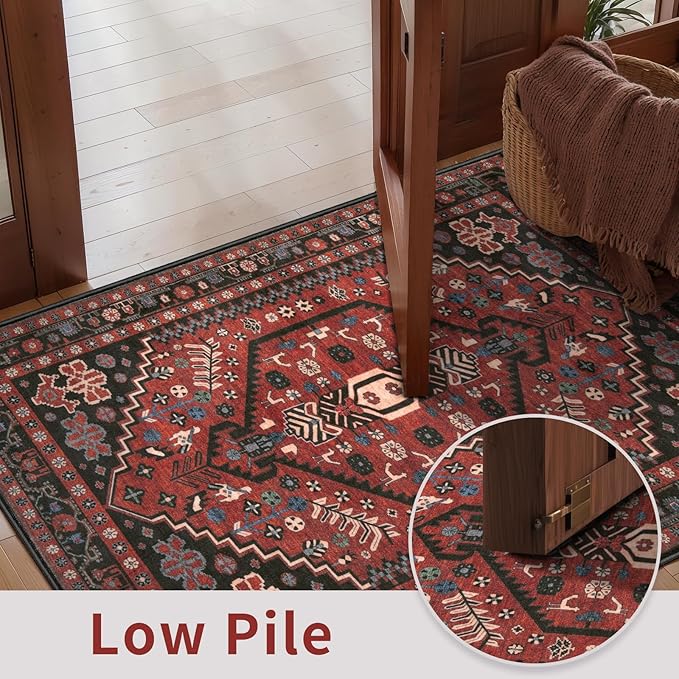 Ciicool Washable 5x7ft Rugs for Living Room Non-Slip Indoor Area Rug Large Low-Pile Mat Floor Carpet Vintage Rug for Bedroom Dinning Foyer Decor
