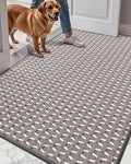LUMI Handwoven Indoor Door Mat 36"x59", Non-Slip Low Profile Checkered Inside Doormat, Comfort Weave Grid Pattern Floor Mats, Taupe