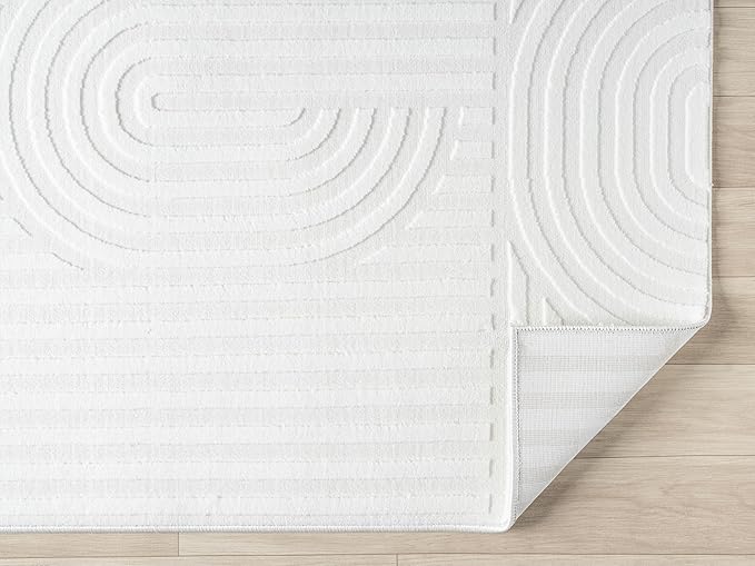 Annabel Modern Geometric Area Rug for Living Room, 8x10 Contemporary Arched Cream Neutral Rug, Stain Resistant Non-Shedding Carpet for Bedroom, Dining Room or Kitchen (8' x 10', Cream)