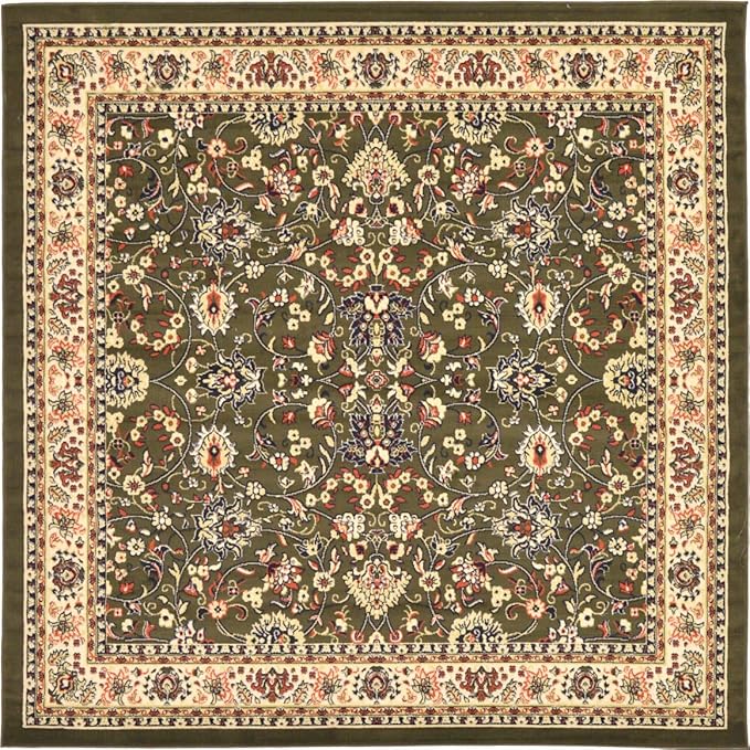 Unique Loom Sialk Hill Collection Area Rug - Washington (7' 10" Square Green/Hunter Green)