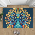 Boho Peacock Rugs for Living Room - 2x3 Rug, Peacock Decor Area Rugs for Bedroom, Teal Turquoise Rug, Modern Style Washable Carpet, Aesthetics Carpet - Peafowl Home Decor & Gifts