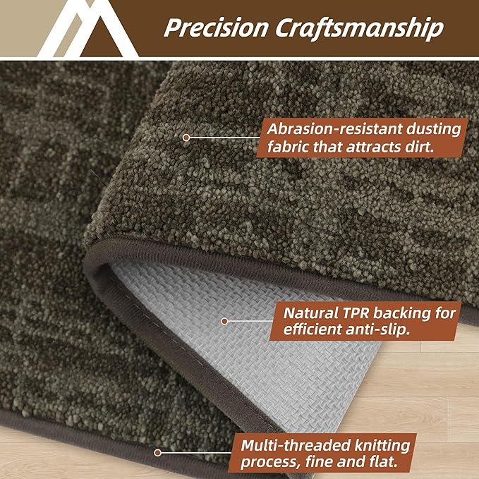 COSY HOMEER-Door-Mat,Dirt Trapper Entryway Rugs 20"x32",Non Slip Washable Entrance Mats,Absorbent Welcome Mat,Low Profile Dog Door Mats for Front Back Doomats and Wet Shoes,Brown