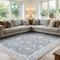 SOULFUL Medium Pile 4x6 Rugs for Living Room - Soft Underfoot Area Rug - Greige Boho Floral - Washable Non-Slip - Perfect for Bedroom Kids Room Under Dining Table Office