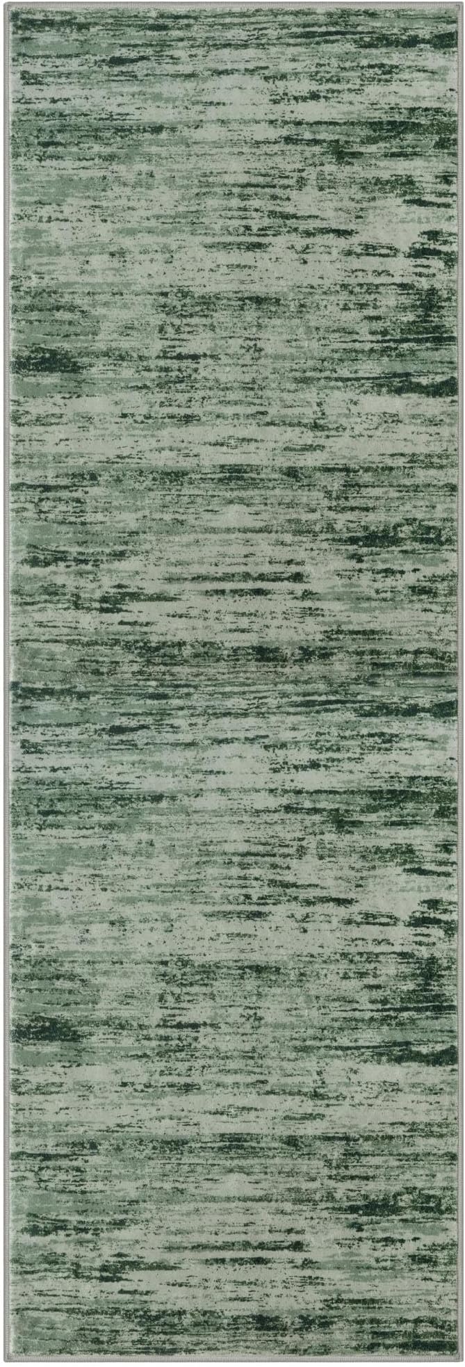 Modern Abstract Runner Rug 2x6, Forest Green Washable Kitchen Runner Non-Slip Soft Hallway Rug Runner Thin Print Faux Wool Carpet for Entryway Bedroom Laundry Room Indoor Home Decor