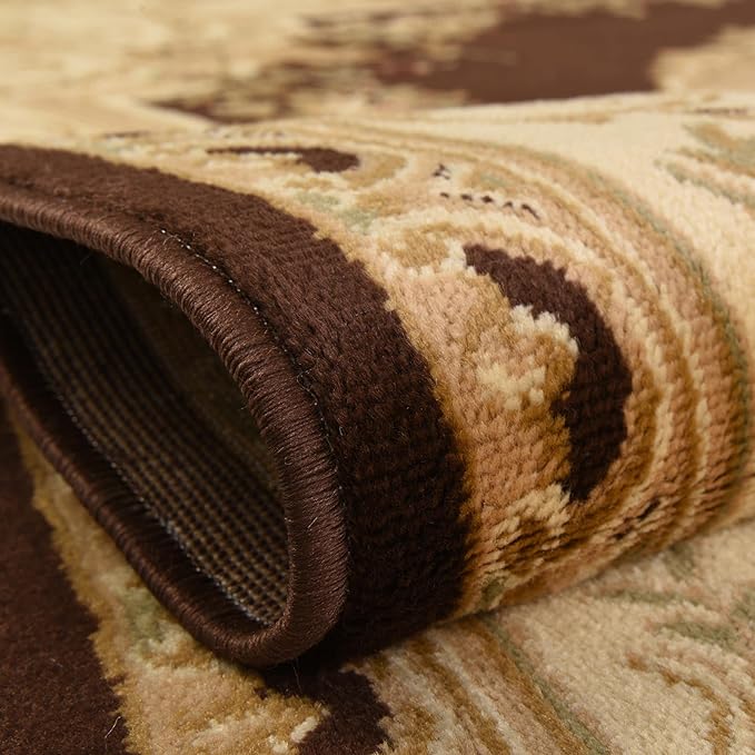 Rugs.com Chateau Collection Rug – 6 Ft Round Brown Medium Rug Perfect for Kitchens, Dining Rooms