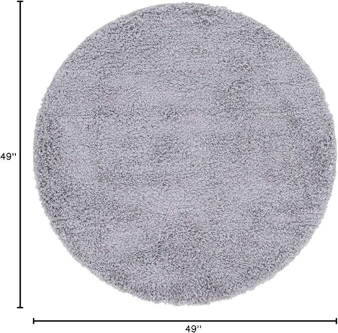 Unique Loom Davos Shag Collection Area Rug - Solid (4' 1" Round, Sterling)