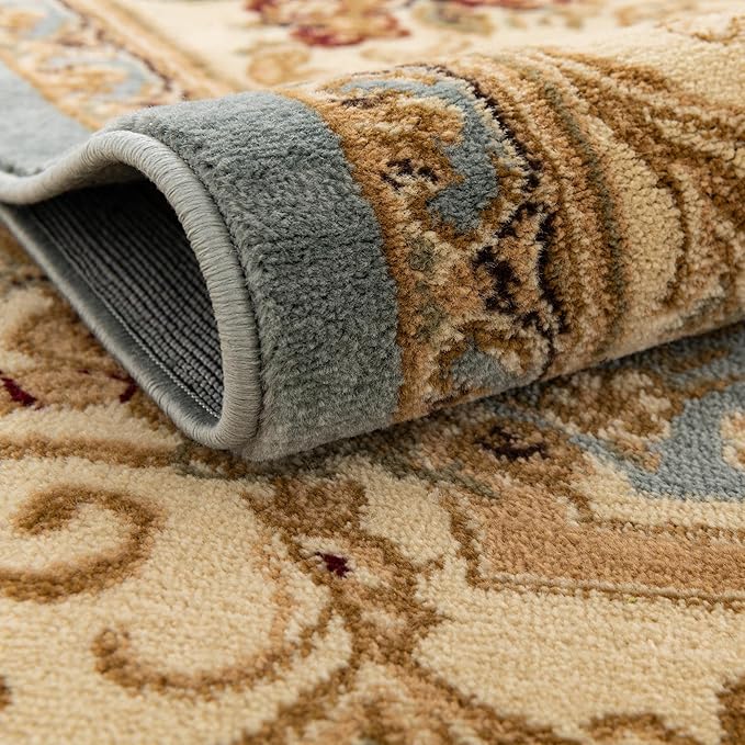 Rugs.com Chateau Collection Rug – 7' Round Light Blue Medium Rug Perfect for Kitchens, Dining Rooms