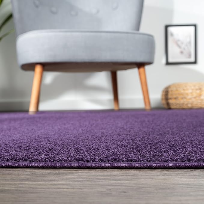 JONATHAN Y Haze Solid Low-Pile Purple 4x6 Oval Indoor Area Rug, Coastal,Bohemian,Minimalist,Classic, Easy-Cleaning for Living Room,Bedroom,Kitchen,Pet Friendly,Non-Shedding (SEU100N-4OV)
