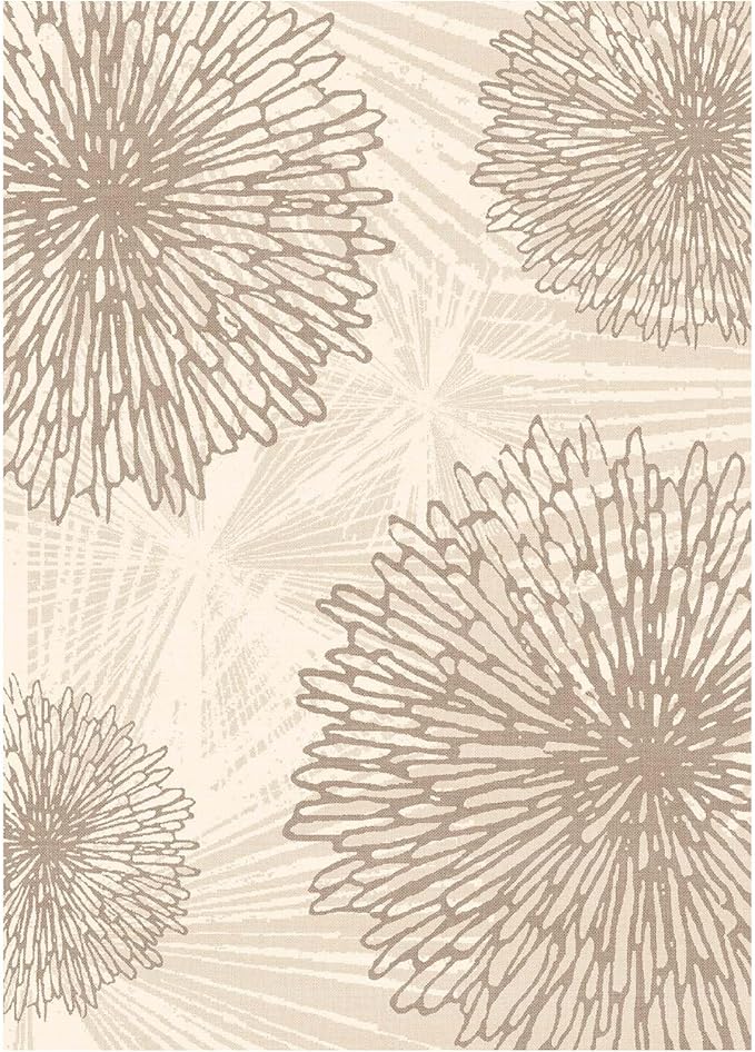 WITSHOCK 5x7 Area Rugs for Living Room: Beige Floral Washable Rugs for Bedroom Dining Room Office Nursery Modern Non-Slip Stain Resistant Low Pile Home Decor（Beige/Brown,5'x7'）