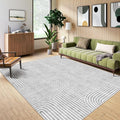 6x9 Area Rug - Large Abstract Washable Non-Slip Grey Living Room Rug Rainbow Low-Pile Floor Carpet Soft Modern Accent Rugs for Bedroom Dining Room Office Classroom Nursery