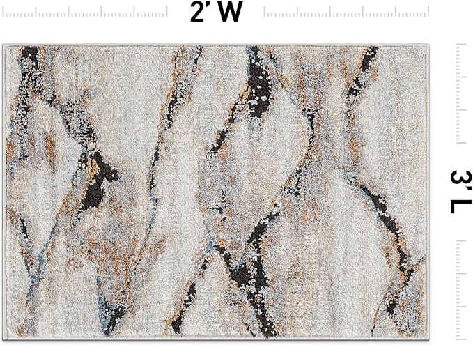 Rugshop Contemporary Gray Striated Area Rug Modern Rug for Entryway, Doormat, or Kitchen Easy to Clean, Durable, Kid & Pet Friendly 2' x 3'