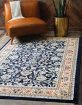 Unique Loom Sialk Hill Collection Area Rug - Washington (6' 1" x 9' Rectangle Navy Blue/Cream)
