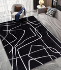 YIHOUSE Modern Washable Area Rug for Living Room Bedroom - Large Abstract Black and White Rug Non-Slip Ultra-Thin Home Decor (Dark Abstract, 6'x9'ft)
