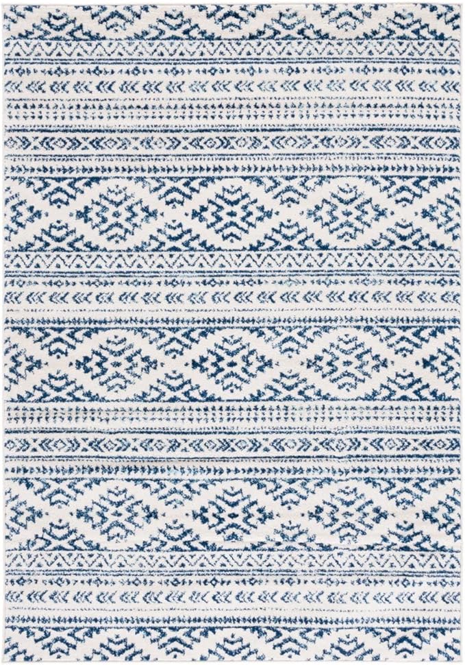 SAFAVIEH Tulum Collection Accent Rug - 2' x 3', Ivory & Navy, Moroccan Boho Tribal Design, Non-Shedding & Easy to Clean, Ideal for Front Door, Kitchen, Entryway, Foyer (TUL272D)