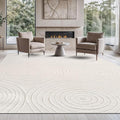 Beverly Rug Micro Loop Area Rug Light Gray 8x10 Geometric Modern Luxury Circular Durable Soft Indoor Rugs for Living Dining Room Office Stain Resistant Non Shedding Casual Indoor Carpet 8 x 10