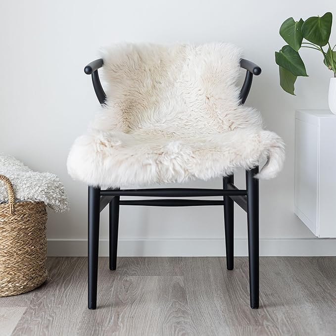 Sheepskin Long Hair 2x3 ft | Bedside Rugs for bedrooms, Sofa, Chair or The Dining Table | Each Sheepskin Rug is Unique and Created by Nature | Small Fluffy Rug in Color Beige