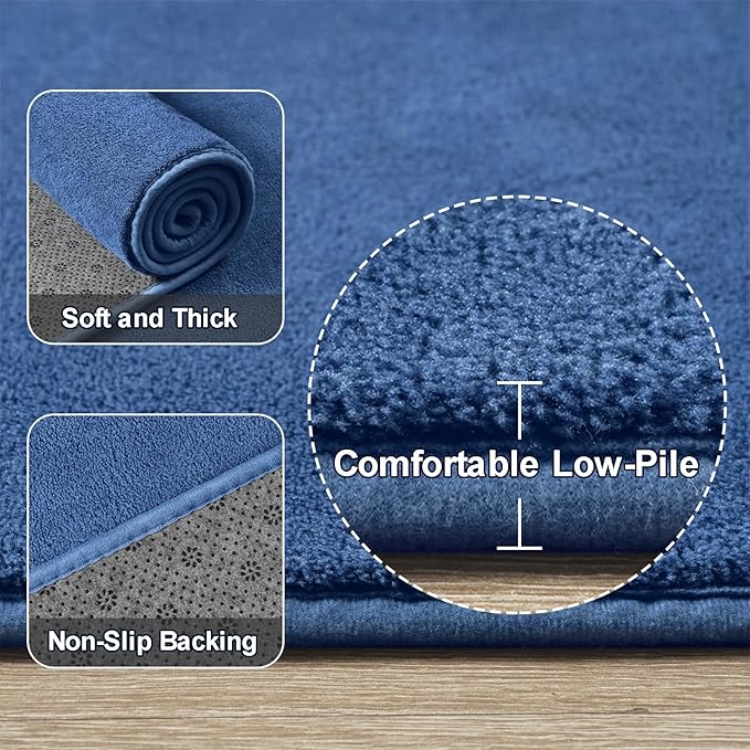 Amearea Modern Soft Hallway Runner Rug, 2x8 Feet Area Rug Runners for Hallways, Washable Runner Rugs, Non Slip Memory Foam Rug Blue Runner Rugs Carpet for Entrance Kitchen Kids Room Decor