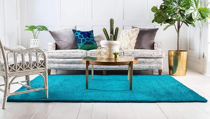 Unique Loom Solo Collection Area Rug - Calabasas (3' 3" x 5' 3" Rectangle, Turquoise)