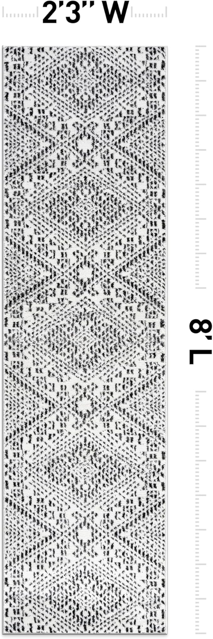 Rugshop Boho Cream Tribal Area Rug Modern Indoor Carpet for Living Room, Bedroom, or Entryway – Non-Shedding, Low Pile Geometric Design 2' 3" x 8'