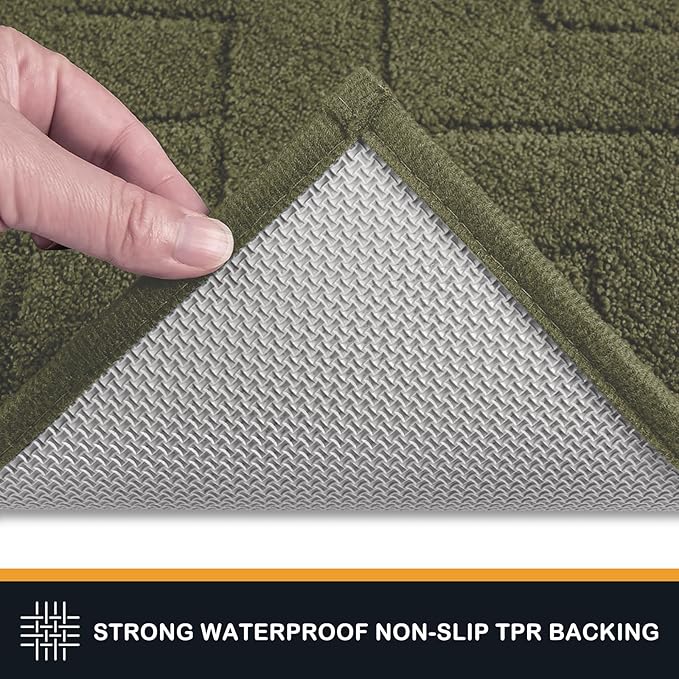 PURRUGS Dirt Trapping Door Mat 20" x 31.5", Non-Slip Machine Washable Entry Rug, Shoe Scraper, Dog Doormat, Super Absorbent Welcome Mat for Front & Back Door, Muddy Wet Shoes & Paws, Sage Green