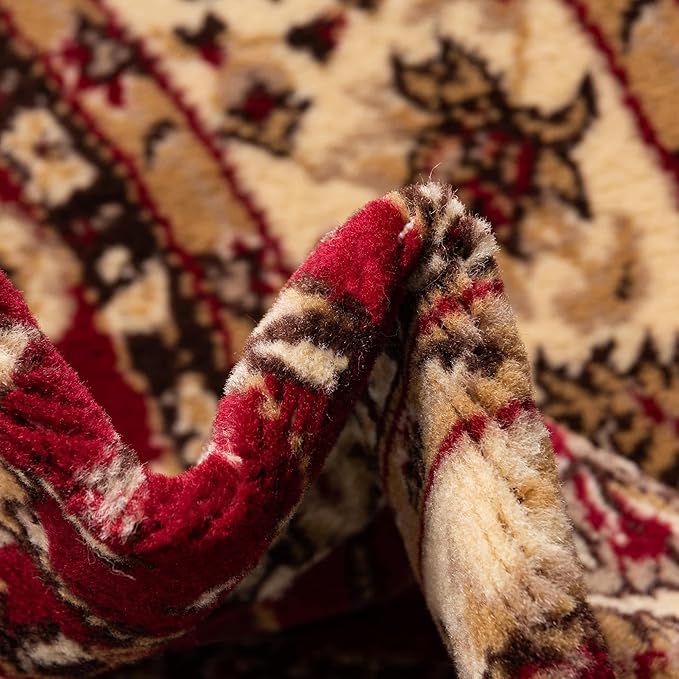 Unique Loom Sialk Hill Collection Area Rug - Washington (5' Round Burgundy/Cream)