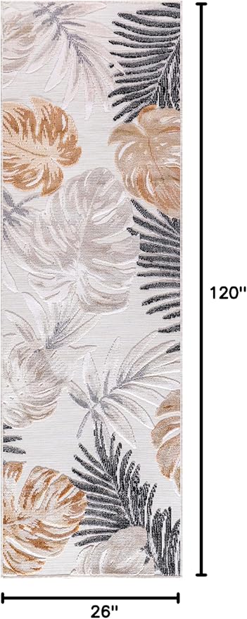 CAMILSON Runner Outdoor Rugs Oriental Retro Traditional Floral Medallion Area Rug 2x10 Non-Shedding Stain Resistant Indoor Carpet for Bathroom Hallway Kitchen Office (2 x 10 / Yellow)