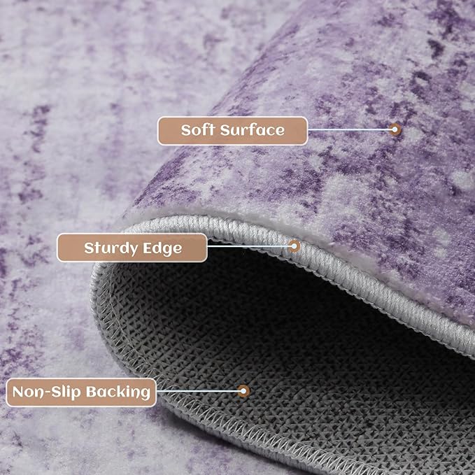 Abstract 9x12 Area Rug for Living Room Dining Room Home Office Bedroom Purple Grey