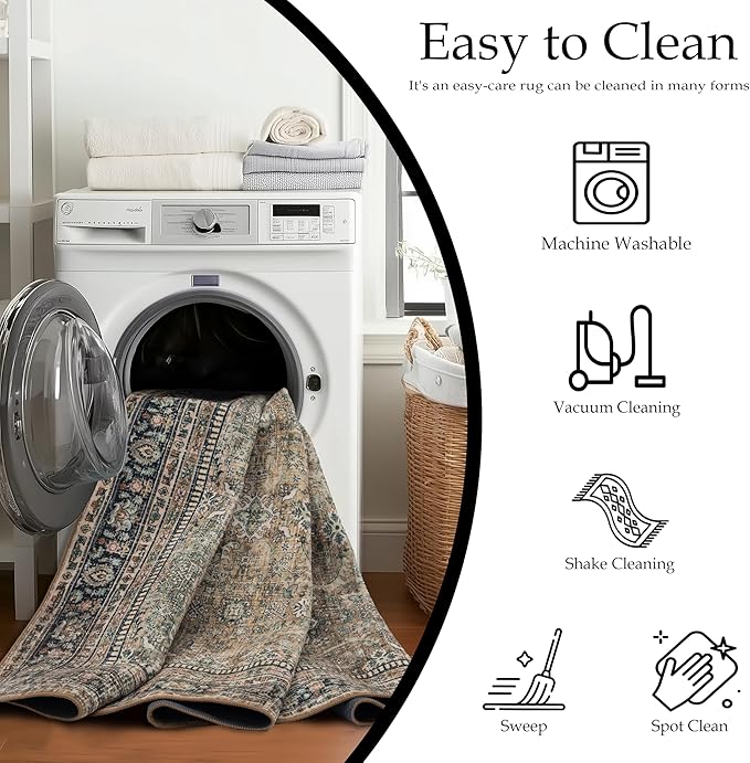 Area Rug Non Slip Machine Washable Ultra Soft Living Room/Bedroom/Kitchen/Outdoor/Classroom Vintage Brown, 5'×7'