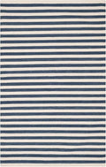 Home Conservatory Ladder Stripe Navy/Ivory Handwoven Wool 5 X 8 Feet, Blue/Ivory Stripe Pattern