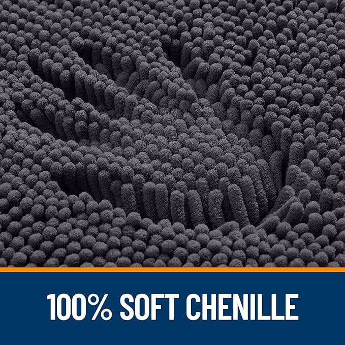 OLANLY Bathroom Rugs 59x35, Extra Soft Absorbent Chenille Bath Rugs, Rubber Backing Quick Dry, Machine Washable Bath Mats for Bathroom Floor, Tub and Shower, Home Decor Accessories, Dark Grey