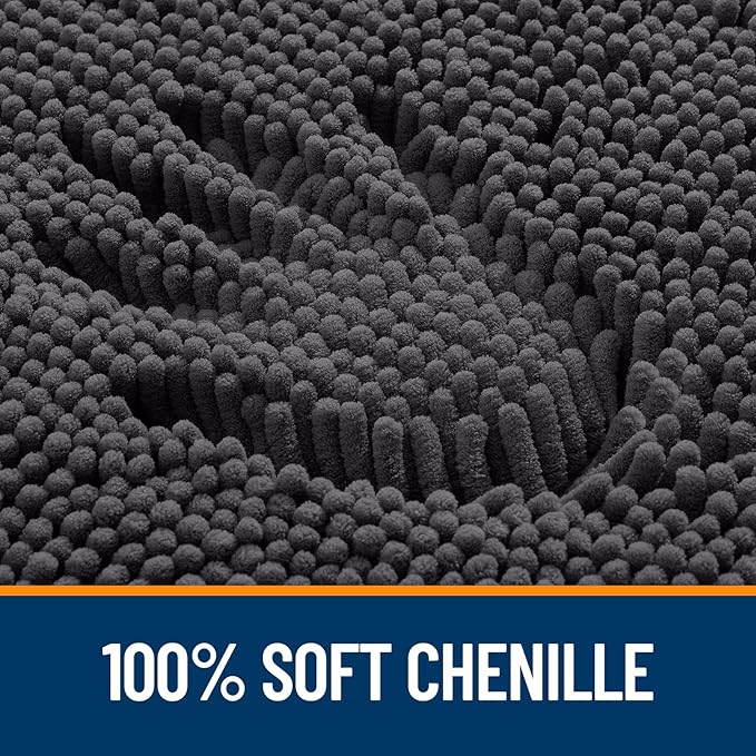 OLANLY Bathroom Rugs 59x20, Extra Soft Absorbent Chenille Bath Rugs, Rubber Backing Quick Dry, Machine Washable Bath Mats for Bathroom Floor, Tub and Shower, Home Decor Accessories, Dark Grey