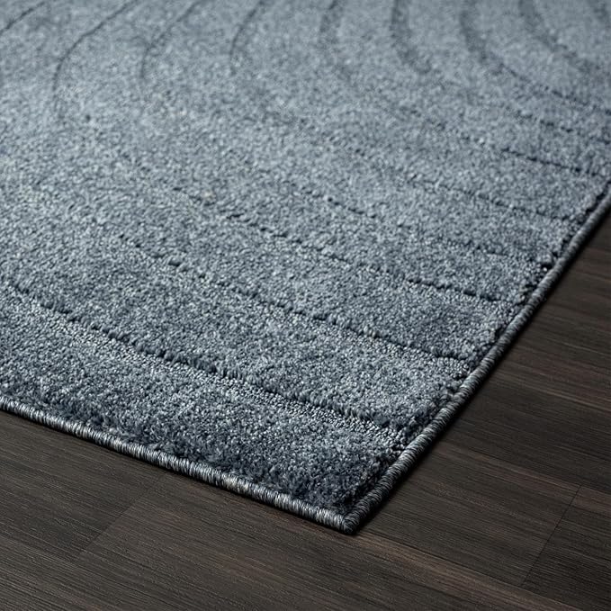 LUXE WEAVERS Modern Geometric Wave Blue 2x8 Area Rug