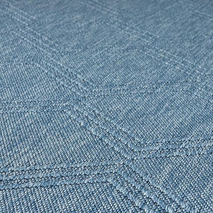 LUXE WEAVERS Modern Farmhouse Blue 5x7 Washable Area Rug, Anti-Slip Diamond Pattern Carpet