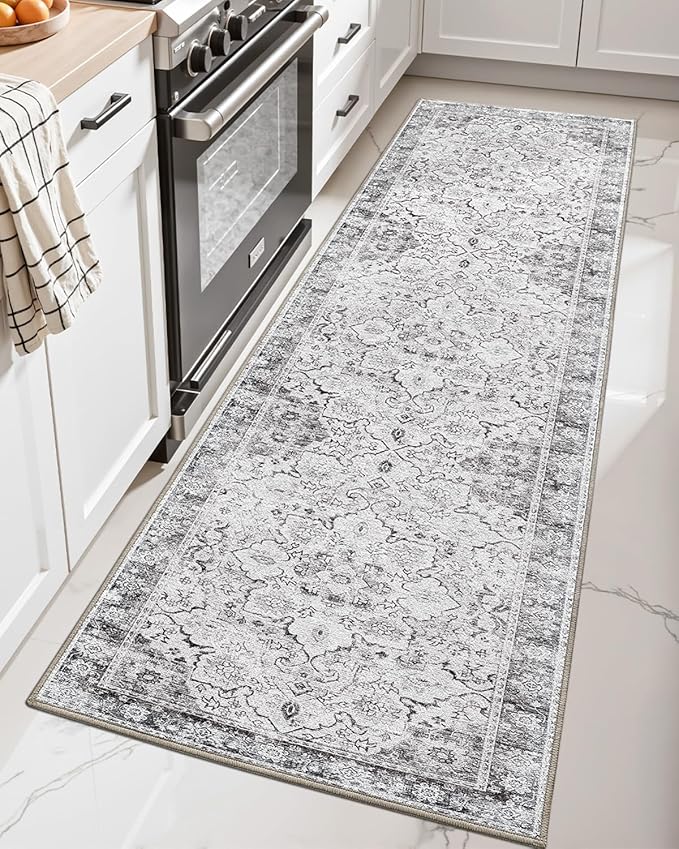 LUMI Washable Kitchen Rug 2x6 for Floor, Non Slip Runner Rugs with Rubber Backing, Low Pile Comfort Area Carpet for Standing, Living Room, Entryway, Laundry, Hallways
