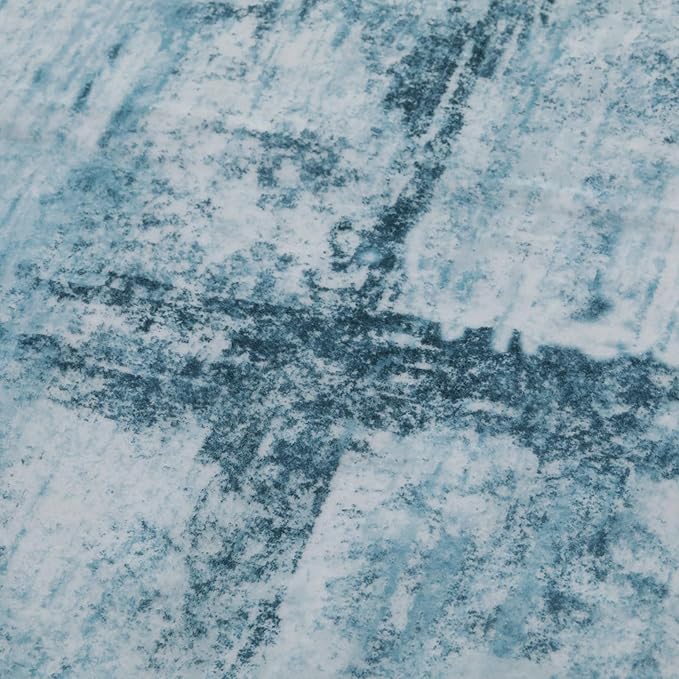Round 6ft Area Rug Modern Abstract Washable for Living Room Bedroom Dining Room Home Office Teal Gray