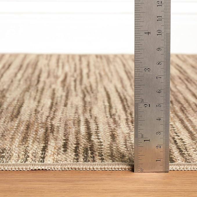 Dash & Albert Clay Natural Machine Washable Rug, 7.5 X 9.5 Feet, Natural Stripe Pattern - Premium Luxury Hotel Quality Soft Breathable Hypoallergenic Machine Washable Easy Care All Season Comfortable