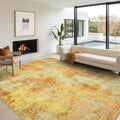Washable Area Rugs for Living Room 8x10 - Large Neutral Modern Abstract Rug, Soft Low Pile Carpet with Non Slip Backing for Under Dining Room Table, Bedroom, Home, Office, Dorm - Yellow Brick