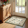 jinchan Elora 2x3 Floral Rug for Entryway Washable Kitchen Rug Vintage Romance Design Small Mat Non Slip Indoor Doormat Lightweight Low-Profile Throw Carpet for Entrance Laundry Room, Green/Beige