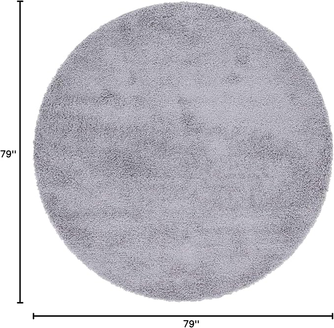 Unique Loom Davos Shag Collection Area Rug - Solid (6' 7" Round, Sterling)
