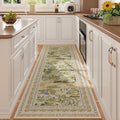 Rugcomf 2x6 Runner Rug Impressionist-Style Vintage Kitchen Rugs Non Slip Washable Soft Carpet Runner for Kitchen Laundry Bedroom Bathroom, Beige