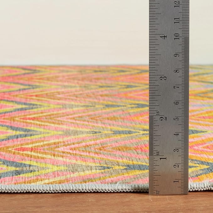 Dash & Albert Seneca Multi Machine Washable Rug, 2 X 3 Feet, Multi Graphic Pattern