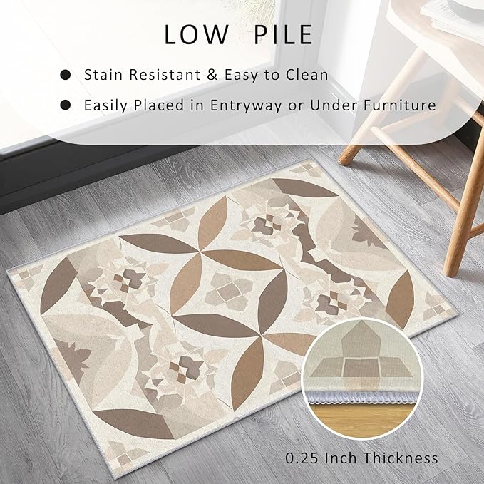 Geometric Rug, Washable 5x8 Rug for Living Room, Modern Abstract Patterned Indoor Carpet, Geometric Decor for Home, Bedroom, Soft Non Slip Thin Design FER89