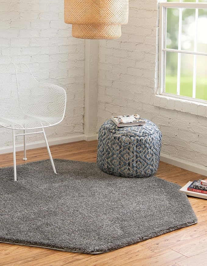 Unique Loom Solo Collection Area Rug - Calabasas (5' 3" Octagon, Gray)