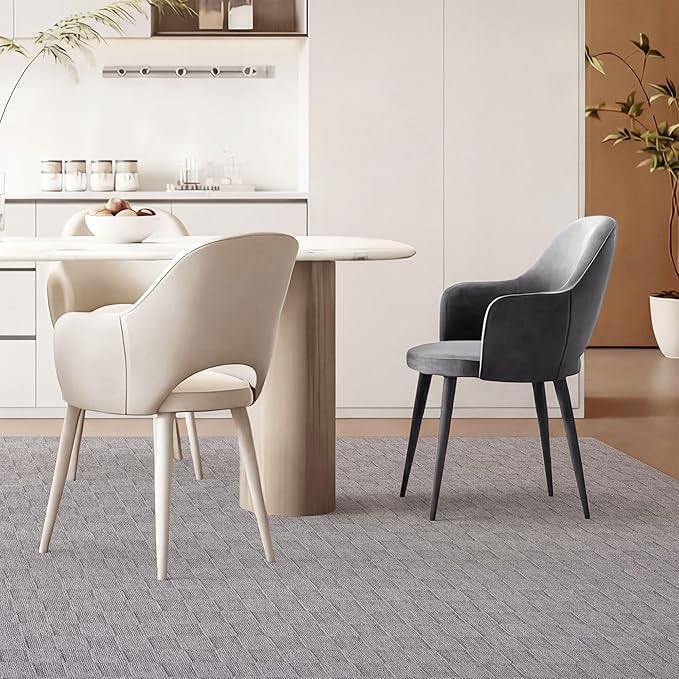 ANSSO 5x7 Wool Rugs for Living Room,80% Merino Wool and 20% Cotton Soft Tufted Area Rug with Cotton Non-Slip Backing,Large Area Rug for Bedroom Bedroom, Dining and Home Office (Deep Gray)