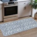 Vintage Floral 2x5 Runner Rug, Light Blue White Washable Kitchen Runner Rug Non-Slip Hallway Rug Runner Super Soft Thin Printed Faux Wool Carpet for Entryway Bedroom Bedside Laundry Room Indoor
